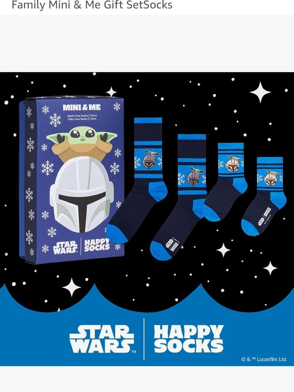 Star Wars Happy Socks Mandalorian Mini & Me Crew Sock Set Matching Gift